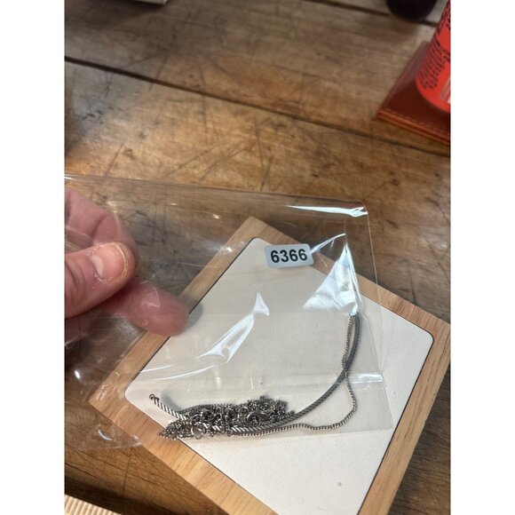 Minimalist Silver-Tone Chain Necklace With Textured Crescent Pendant - Picture 5 of 8